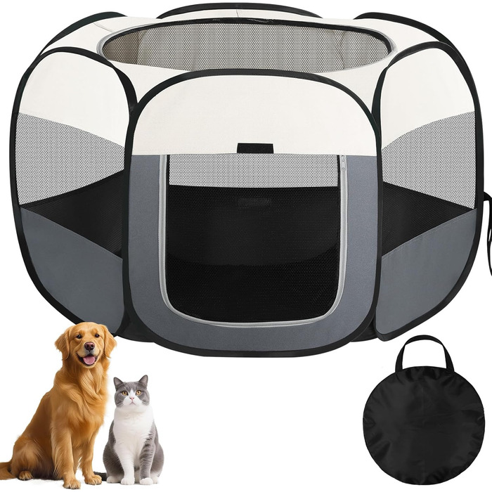 Клітка-переноска для цуценят та дрібних тварин, розкладний вольєр для собак, котів та інших дрібних тварин. Водонепроникний вольєр з Оксфордської тканини з сумкою для перенесення (зелений, L(110x110x0cm))