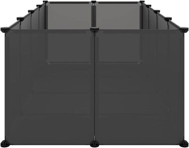 Клітка для дрібних тварин vidaXL, чорна, 144x74x46,5 см, пластик та сталь, вольєр для домашніх тварин