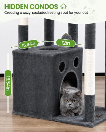 Комплекс для котів Kratzbaum XL 170 см сірий: будинок, дряпки, платформа, гойдалка