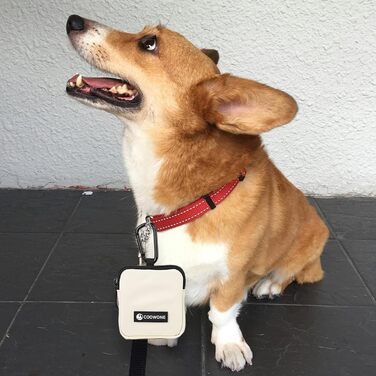 Сумка для ласощів для собак COOWONE з кликером для дресирування, водонепроникна, з тримачем для пакетів, чорна та бежева