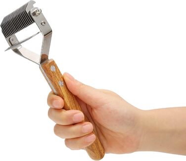 Професійна щітка для грумінгу домашніх тварин Fellpflegebürste: двостороння щітка для собак та котів з дерев'яною ручкою, самоочищувана