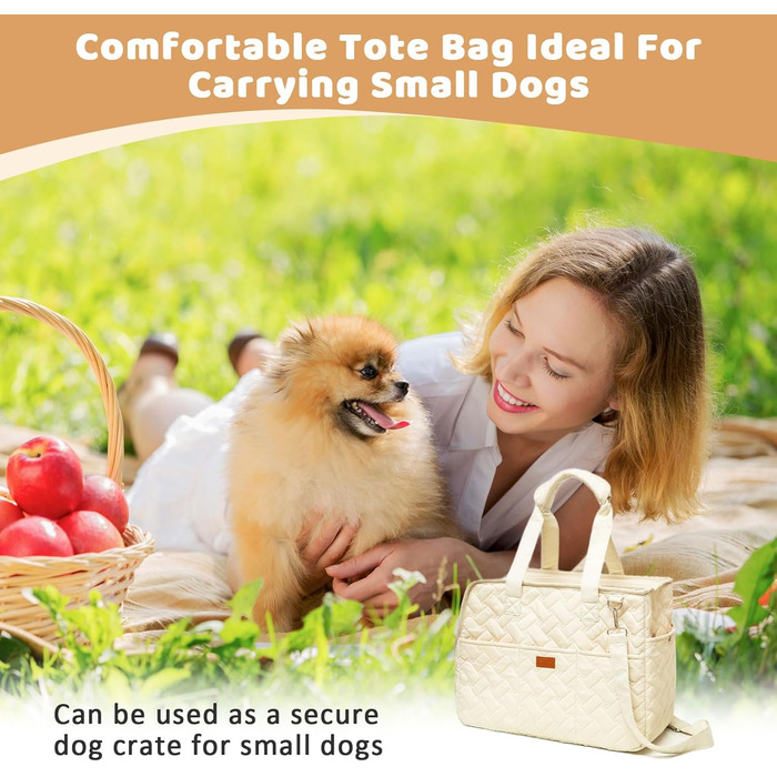 LCUHAVA Сумка-переноска для собак маленьких порід, до 5 кг, 41 x 30 x 18 см, складана, дихаюча, з ременем безпеки, для собак, кроликів, котів