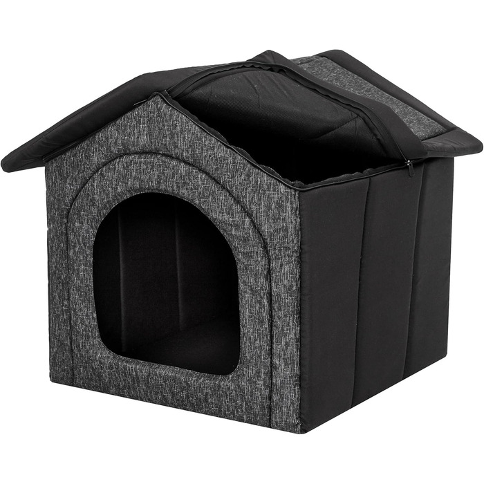 Будка для собак, вольєр, зона відпочинку: графітові екологічні канати + чорний Оксфорд, R6: 72 x 76 см