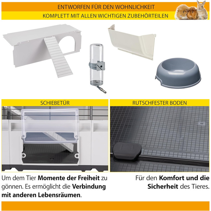 Клітка для кроликів Ferplast Modular 4 розширювана, велика з аксесуарами 179x72x56 см