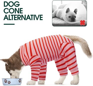 Піжама для собак після операції Kuoser, боді для собак після кастрації, боді для собак після операції (XXL, Рожевий, Зелений)