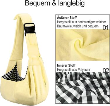 PetLoft Слінг-переноска для собак, реверсивний, регульований, для собак/кішок/кроликів (Бежевий)