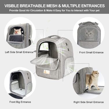 Рюкзак-переноска для котів та собак, дихаючий, сірий | Qlfyuu