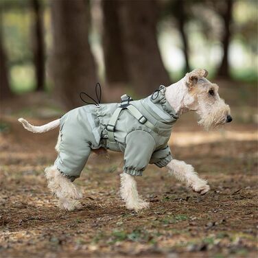 Зимовий теплий накид для собак з отвором для повідка, захист від вітру, тепла куртка для собак, зимовий накид для маленьких, середніх та великих собак (D409 Хакі, XXL)