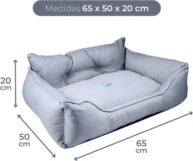 Ліжко для собак United Colors of Benetton, середнього розміру, сіре, 65 см, з поліестеру, ергономічне, для прання в машині