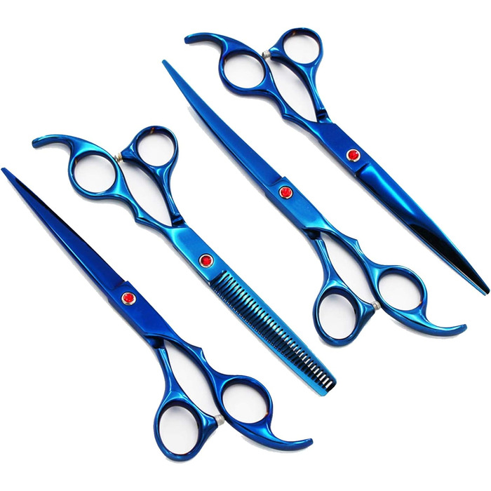 Професійний набір ножиць для грумінгу собак та котів, нержавіюча сталь, прямі, розріджуючі та вигнуті ножиці, гребінець, етиуль