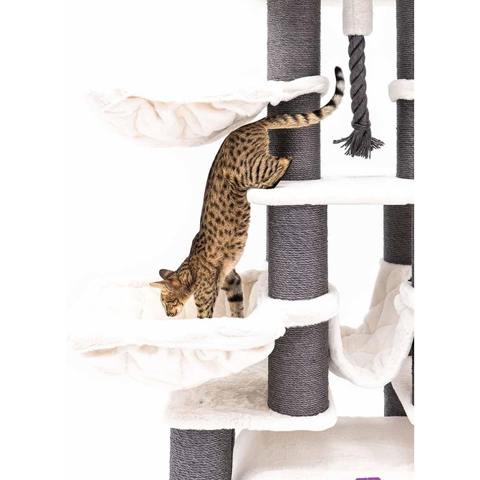 Дряпак для котів Petrebels Skyline XXL, 186 см, для великих котів (Мейн-кун), колір - off-white