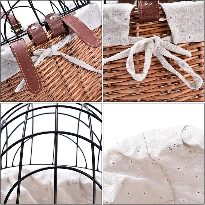 Кошик для перевезення тварин на велосипеді – кошик для домашніх тварин на кермо, плетіння з лози, металевий захист, безпечний транспорт