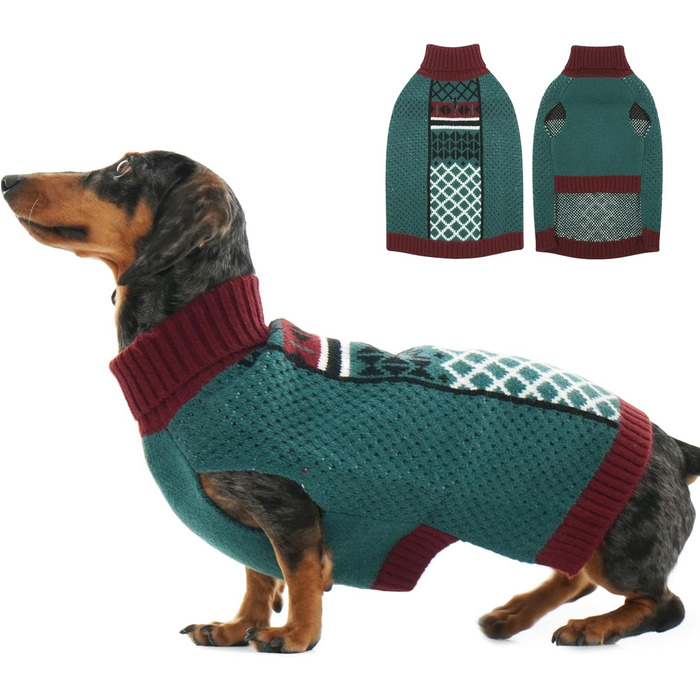Пуловер для собак Katzinst з коміром-стойкою, зелений, 3XL. Легкий та теплий, без рукавів, для великих собак. Ідеальний для зими.