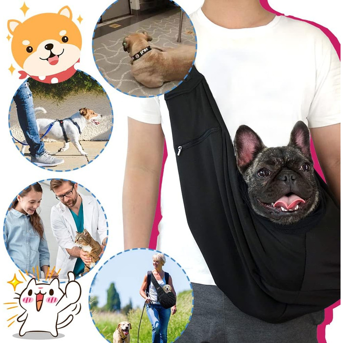 Сумка-переноска для собак NATUYA з сітчастою кишенею. Чорна, розмір Small. Сумка-переноска для собак та котів