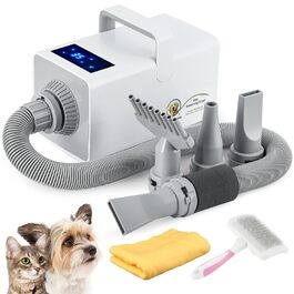 Фен для собак Mxmoonant 2800W з регулюванням потужності та температури, LED дисплеєм, контролем температури, іонізацією та набором насадок