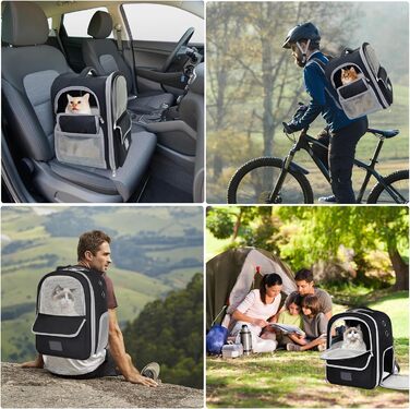 Рюкзак-переноска для котів та собак, дихаючий, для маленьких та середніх тварин, чорний