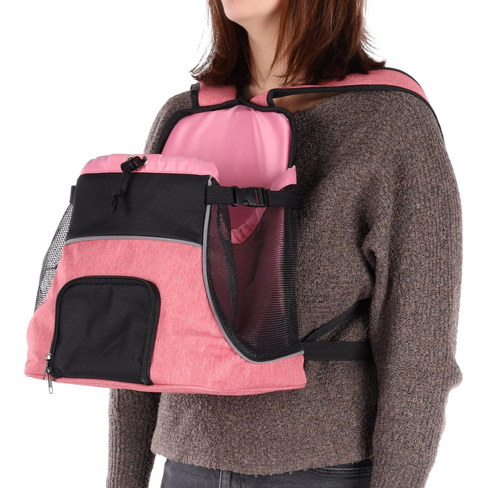 Сумка для собак Xanty на животі – рожева, 29x23x38 см – поліестер