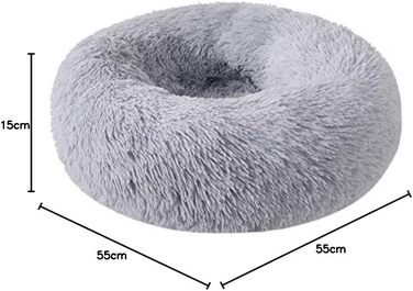 Кругле м'яке ліжко-подушка для собак та котів середнього розміру, 55x55x15 см