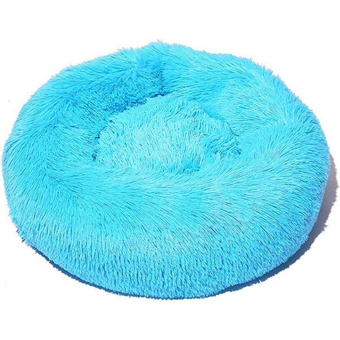 М'яке кругле ліжко для собак та котів Lukery з плюшу, зручне лежання, м'яке плюшеве ліжко для собак та котів маленьких, середніх та великих тварин (Блідо-морська зелена), 60 см, блакитний колір