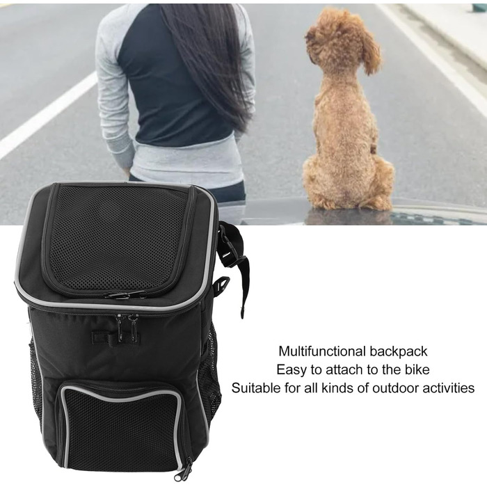 Рюкзак-переноска для собак, велосипедний, чорний: водонепроникний, дихаючий, знімний