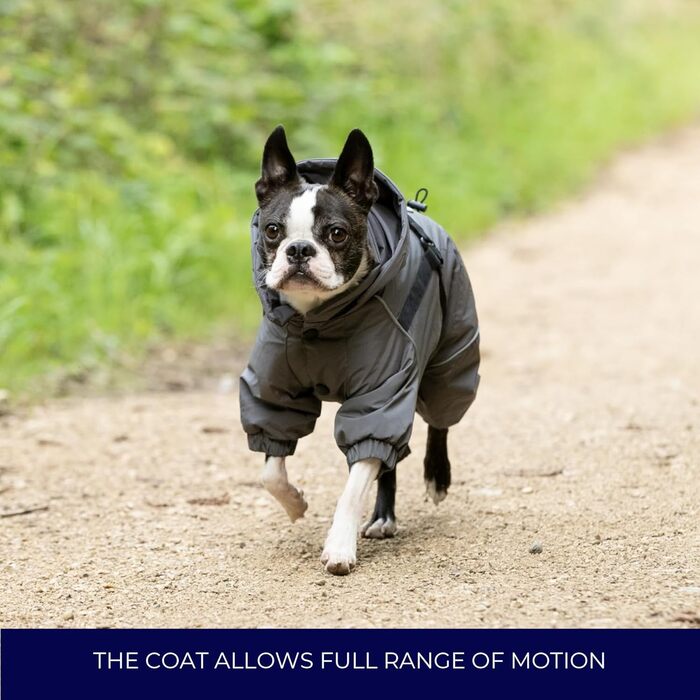 Зимовий теплий костюм-куртка для собак Hugo & Hudson, вітронепроникний з капюшоном, на застібках, сумісний з шлейкою, сірий, розмір S35