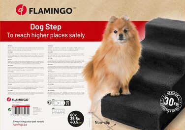 Сходи для собак Flamingo Tampa чорні 60x35,5x40,5 см, нековзкі, легкі, до 30 кг