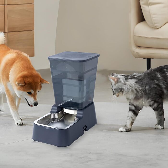 Автоматичний годівниця та поїлка для котів та собак 5л з нержавіючою чашею, комплект 2 шт.