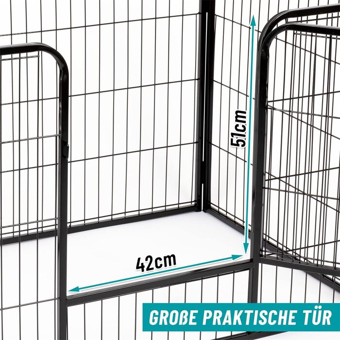 VOSS.PET Вольєр для цуценят XXL з ванною, огорожа для тварин, вольєр для дрібних тварин 108x73x70 см