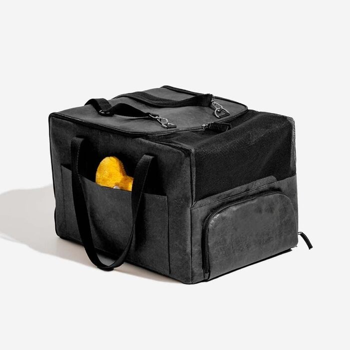 Автокрісло для собак 2-в-1 в центральній консолі/переноска для собак, стильна переноска для подорожей та перельотів для маленьких собак та котів до 5,4 кг, Чорний (Коричневий)