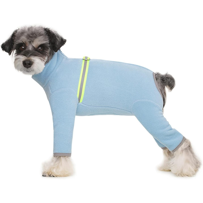 Зимовий одяг для собак, теплий м'який флісовий халат з світловідбиваючим блискавкою, костюм для собак, піжама для домашніх тварин (розмір XXL, блакитний)