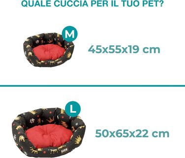 Baroni: М'яке кругле ліжко для собак та котів, 45x55 см, червоно-чорне з коронами, для дому, миття