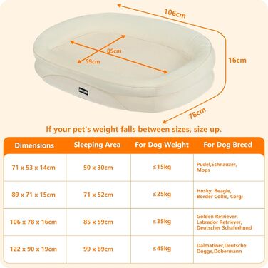 Ортопедичне ліжко для собак, лежанка для собак з валиками, кошик для собак з антиковзною основою, знімне та пральне, для собак середніх та великих порід, 106 x 79 x 17 см, оливковий колір