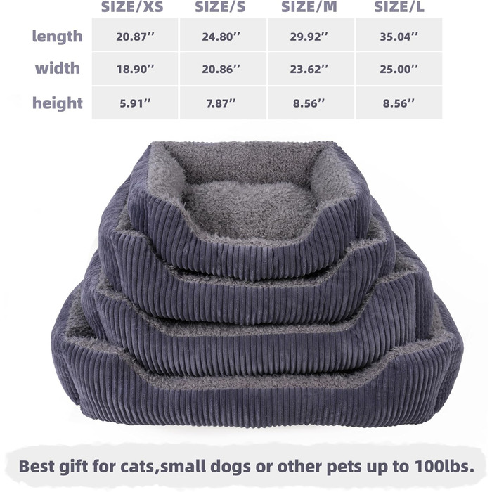 Ортопедичне ліжко для собак середнього розміру TWDEPART, сіре, 89 x 63 см, знімний чохол, антиковзаюче