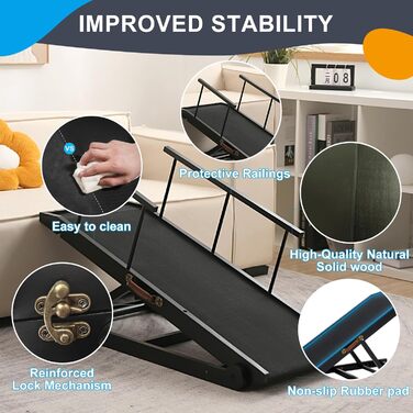 Рампа для собак на ліжко та диван, 5 ступенів, чорна, 115 см