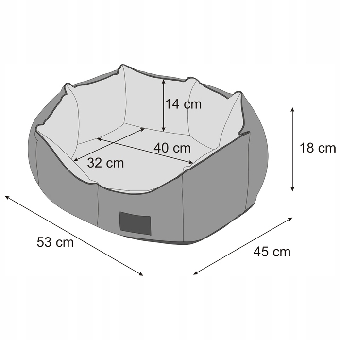 Лежанка-диван для кота з м'яким наповнювачем та знімним чохлом, 53x45 см