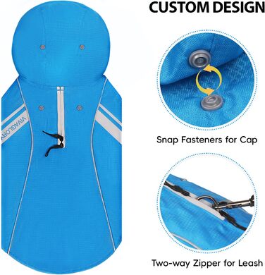 Дощовик для собак VIVAGLORY, водонепроникний, з підкладкою, для зими, XS, блакитний (обхват грудей 38.1-45.7 см)