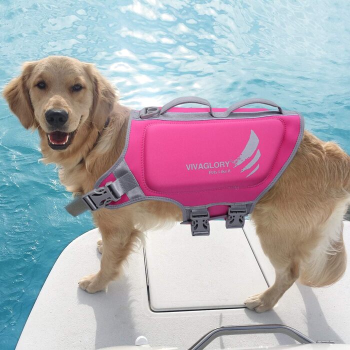 Жилет рятувальний для собак VIVAGLORY, XL, рожевий (71-84 см)