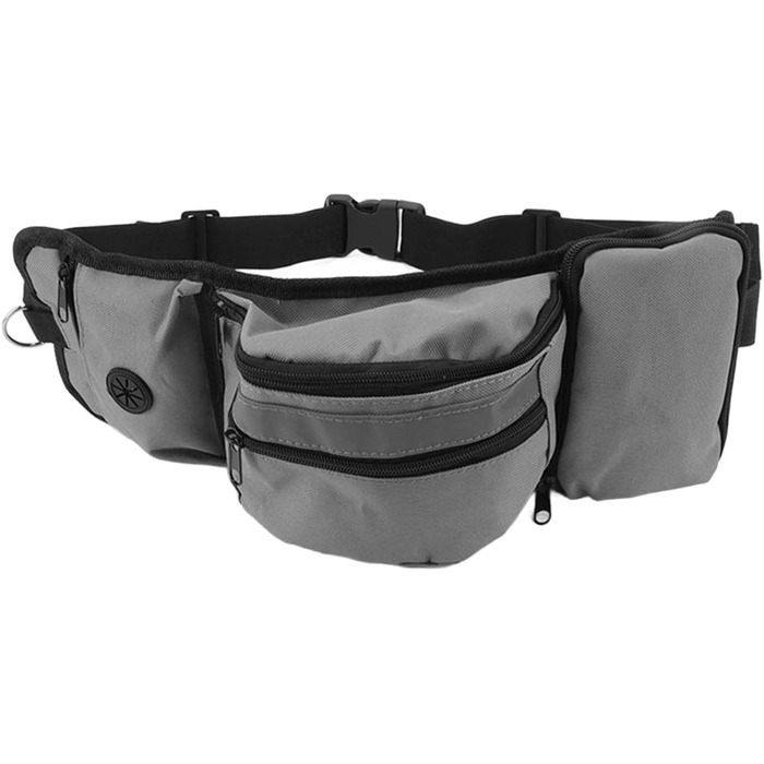 Сумка для корму для собак, поясна сумка, бананка для собак, бананка для тренувань, поліестер, кілька кишень, знімна кишеня для ласощів (сіра)
