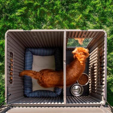 Кінець Lifetime - Зовнішній вольєр для собак, 120x97x97-90 см, переносний собачий будиночок, з піднятим дном, знімним перегородкою, захист від УФ-випромінювання, складане дах, прямокутний вольєр для саду (92314)