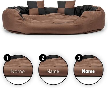 Крісло-ліжко для собак та котів Lionto 4-в-1 з поворотним подушкою, 85x70 см, міцний оксфорд, водонепроникне, з глибоким входом, з декоративною подушкою (чорний/коричневий)