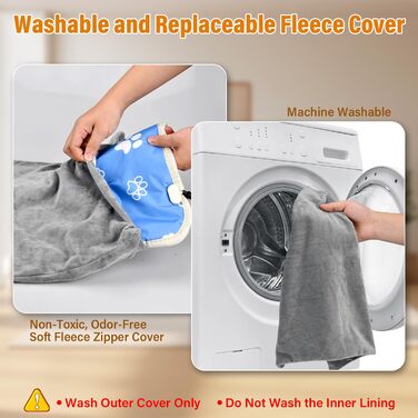 Електрична грілка для котів та собак 45x45 см, 9 рівнів нагріву, таймер 12 годин, з автовимкненням, фланелевий чохол, можна прати