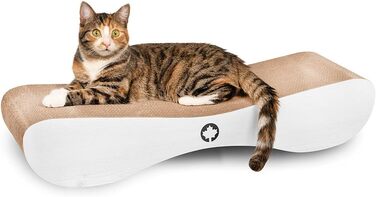 CanadianCat Company XXL Лаунж для котів з картону, білий-сірий, з котячою м'ятою, когтеточка 76x24x15 см