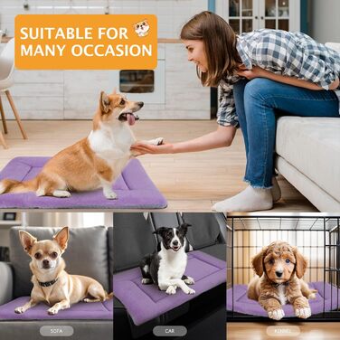 Килимок для собак, м'який та теплий, килимок-подушка для собак, миється, затишний, двосторонній, подушка для домашніх тварин, PS085 (90x70 см, фіолетовий)