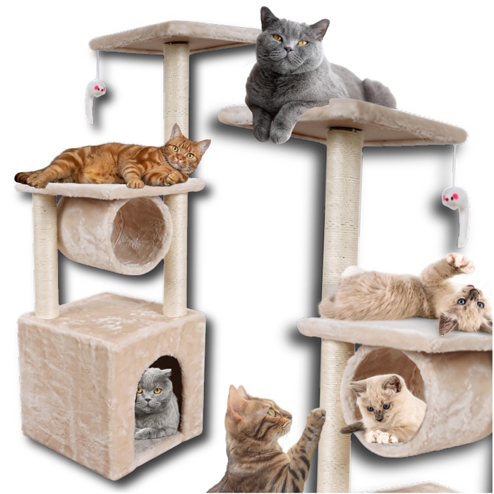 Когтеточка для котів Omna, бежева, сизаль, 61-100 см, 5 рівнів