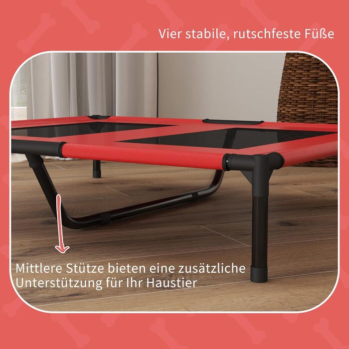 Крісло-ліжко для собак PawHut, вуличне, чорно-червоне, 92 x 76 x 18 см