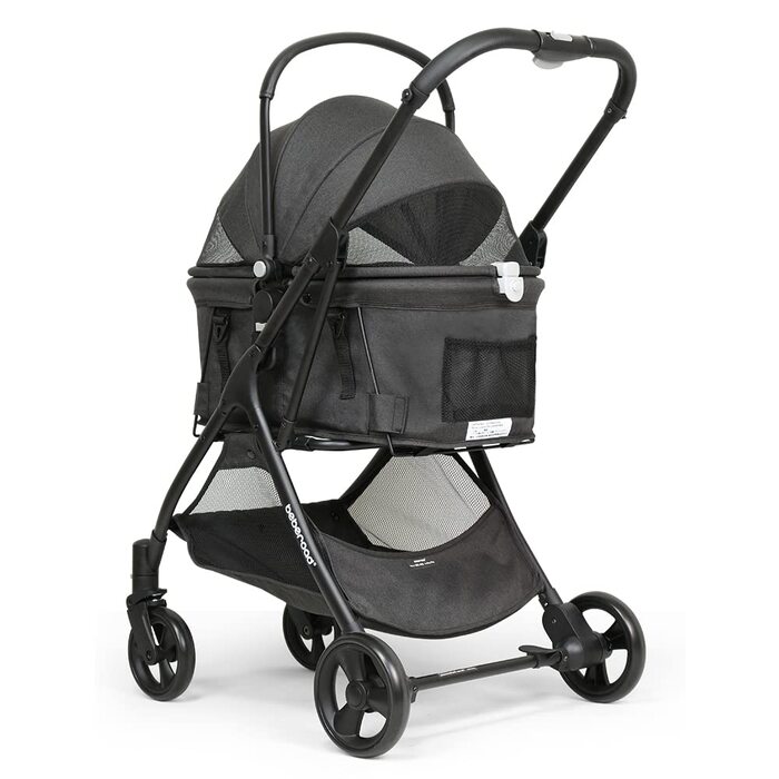 Візок для собак та котів з функцією складання - чорний, 73x55x100 см, до 15 кг