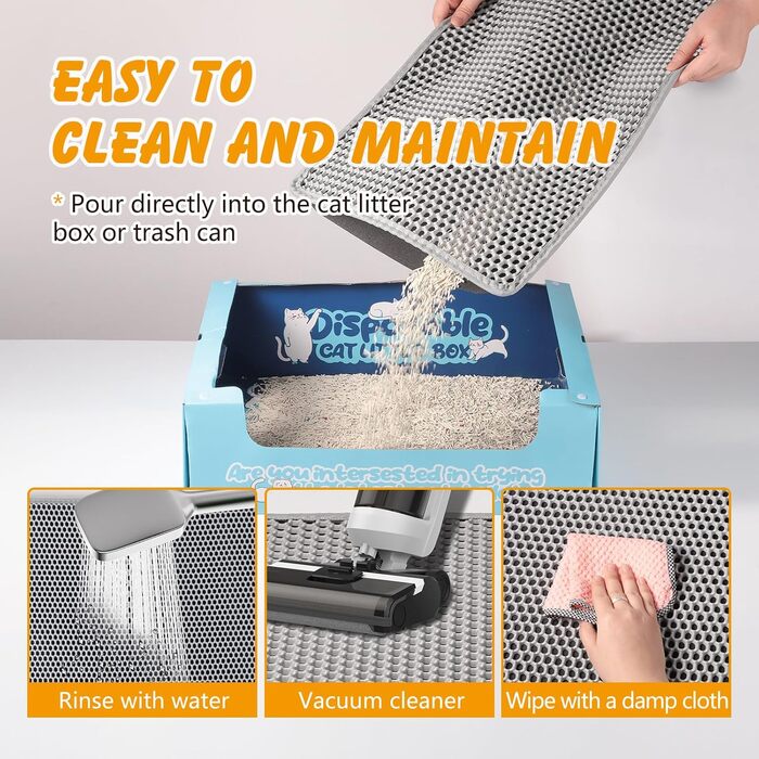 Килимок для котячого туалету Ondware, 117.8 x 66 см, двошаровий, водонепроникний (сірий)