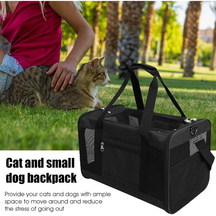 Транспортна переноска для собак та котів – складана, дихаюча, рюкзак | для подорожей, прогулянок, дому, чорна