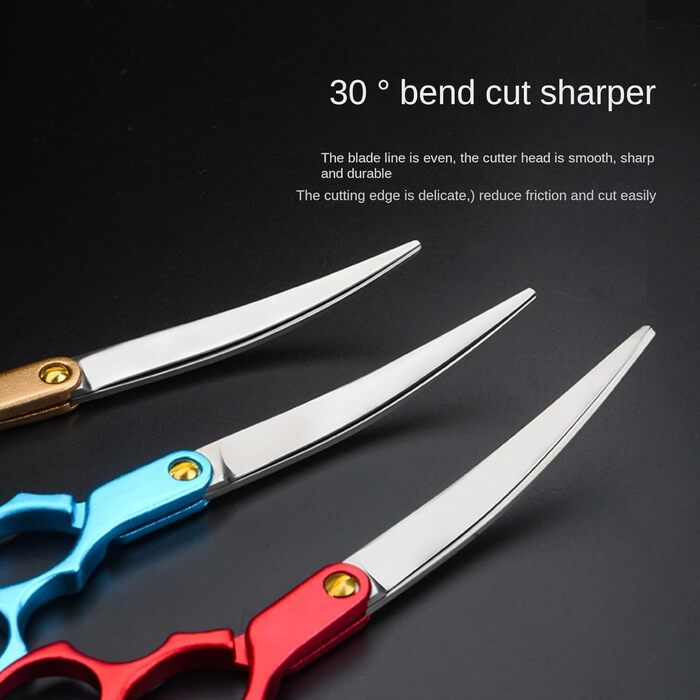 Професійна фурчійська ножиця для собак та котів, 6.5 дюймів, вигнута ножиця для грумінгу домашніх тварин, інструменти для догляду за тваринами (жовта, вигин 30°)