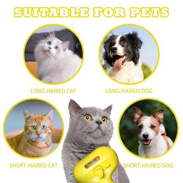 Бурштова щітка для котів від випадання шерсті з резервуаром для води, парова щітка, щітка для миття котів, щітка для собак